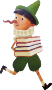 Smart Pinocchio with Books